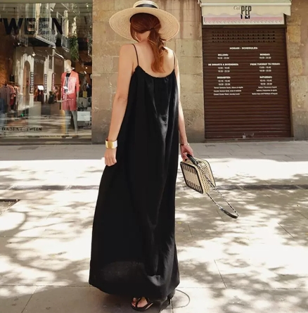 リネンワンピース リゾートワンピ マキシ マキシ丈 ノースリーブ