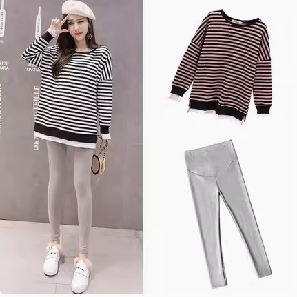 セットアップ カットソー ロングティシャツ マタニティパンツ レギンス アンクル丈 長袖 スリム タイト 細身 上下セット 2点セット ツーピース 大人可愛い きれいめ シンプル 上品 おしゃれ かっこいい 大人女子 こなれ感 メンズライク マニッシュ クール モード系 エレガント