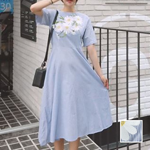 韓国 ファッション レディース ワンピース 夏 春 秋 カジュアル Nalo5291 刺繍 花刺繍 ストライプ ガーリー ロング シンプル コーデ 定の通販はau Pay マーケット 韓国ファッション お呼ばれ パーティードレス Natu Loha ナチュロハ