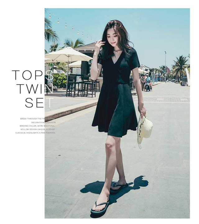 リゾートワンピース ワンピース リゾート 韓国 ファッション 春 夏 Nalob452 ブラック Aライン フレア ミニ カジュアル リゾート ハワの通販はau Wowma 韓国ファッション お呼ばれ パーティードレス Natu Loha ナチュロハ