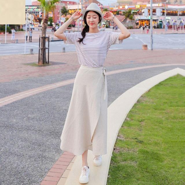 韓国 ファッション レディース スカート ボトムス 夏 春 カジュアル Nalof147 コットン リネン フレア ロング ミモレ丈 ラップ 巻き シの通販はau Pay マーケット 韓国ファッション お呼ばれ パーティードレス Natu Loha ナチュロハ