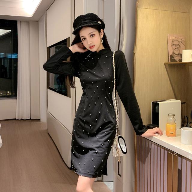 パーティードレス 結婚式 お呼ばれドレス 二次会 お呼ばれワンピース ショート ミニ丈 秋 冬 ブライダル Nalog844 ビジュー チャイナドの通販はau Pay マーケット 韓国ファッション お呼ばれ パーティードレス Natu Loha ナチュロハ