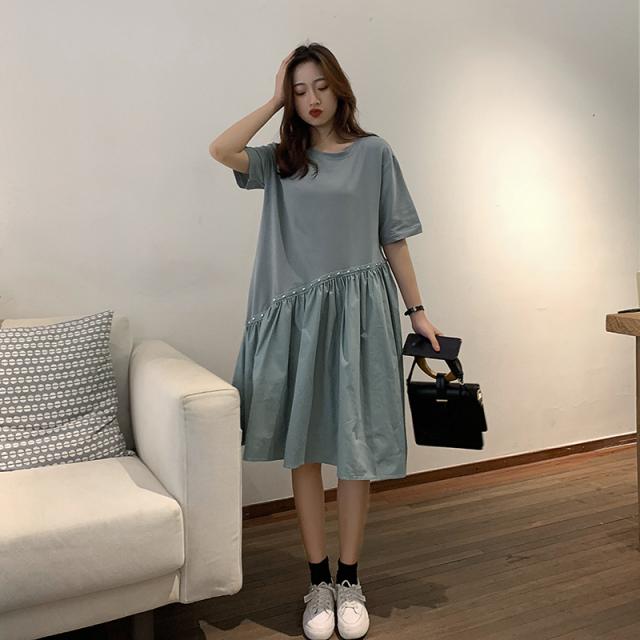 韓国 ファッション レディース ワンピース 春 夏 カジュアル Naloi404 アシンメトリー 異素材ミックス Tシャツワンピ シンプル コーデ の通販はau Pay マーケット 韓国ファッション お呼ばれ パーティードレス Natu Loha ナチュロハ