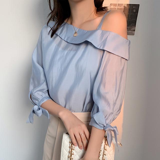 韓国 ファッション レディース トップス ブラウス シャツ 夏 春 秋 カジュアル Naloi503 シアー ワンショルダー リボンカフス 肩見せ シの通販はau Pay マーケット 韓国ファッション お呼ばれ パーティードレス Natu Loha ナチュロハ