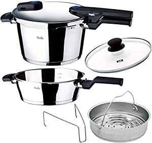 フィスラー(Fissler) 圧力鍋 シルバー 4.5L 旧タイプビタクイック 特別セット ガス火/IH対応 600-300-11-093(中古品)