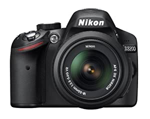 Nikon デジタル一眼レフカメラ D3200 レンズキット AF-S DX NIKKOR 18-55mm f/3.5-5.6G VR付属 ブラック D3200LKBK(中古品)
