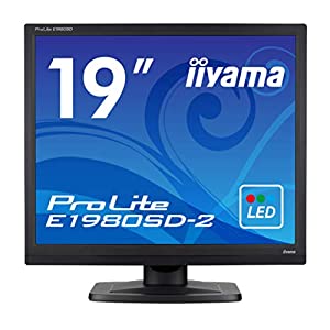 iiyama モニター ディスプレイ E1980SD-B2 (19インチ/スクエア(SXGA)/TN/D-sub,DVI-D/3年保証/ブラック)(中古品)