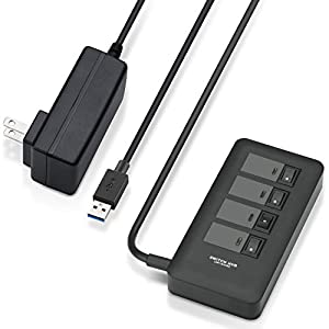 エレコム USB3.0 ハブ 4ポート ACアダプタ付 セルフ/バス両対応 マグネット付 電源スイッチ ブラック U3H-S409SBK(中古品)