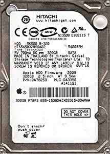 HTS545032B9SA02、PN 0A78253、MLC DA3350、Hitachi 320GB SATA 2.5ハードドライブ(中古品)