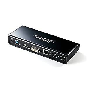 サンワダイレクト USB3.0 ドッキングステーション HDMI/DVI 出力 ギガビット有線LAN USBハブ 400-VGA009(中古品)