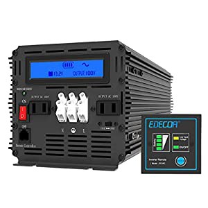 EDECOA インバーター 正弦波 2500W インバーター 12v 純正弦波インバーター DC 12Vを100V 110V ACへ変換 50Hz/60Hz LCDディスプ