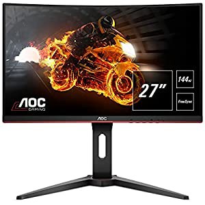 AOC C27G1 27インチ湾曲フレームレスゲームモニターFHD 1920x1080、1800R、VA 1ms MPRT、144Hz、FreeSync、DisplayPort/HDMI/VGA