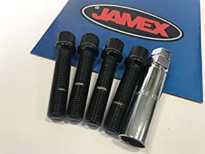 JAMEX ジャメックス ホイール ロックボルト ブラック M14-1.5 14R 球面 首下 55MM 盗難防止 65141555ABL(中古品)