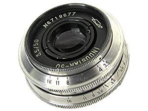 ※当店KING-2オリジナル改造レンズ※ INDUSTAR-50 50mm/f3.5 シルバー M39/M42マウント改造(中古品)