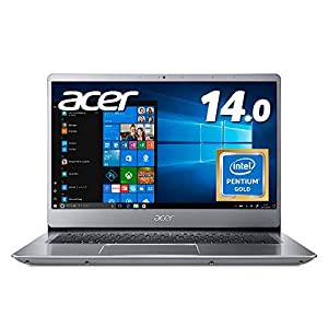 Acer ノートパソコンSwift 3/薄さ17.95mm/重さ1.45kg/14.0型FHD/PentiumGold/4GB/256GB SSD/ドライブ無し/Windows 10/SF314-54-N