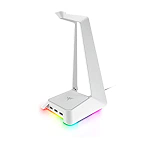 Razer Base Station Chroma Mercury White CHROMA ENABLED HEADSET STAND WITH USB HUBレイザー ヘッドフォン スタンド 白 レイ