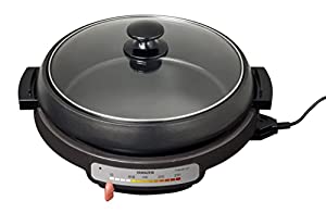 [山善] 電気 グリル鍋 2WAY (深鍋 / 波型プレート) ハイパワー 1300W 鍋直径26cm 2~4人用 直火対応 着脱式プレート 保温機能 ブ