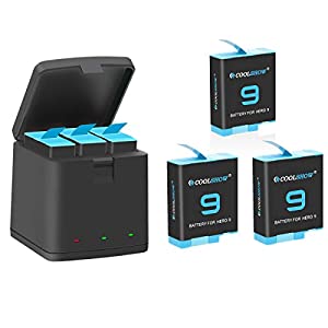 COOLSHOW GoPro Hero 9/Hero 10/Hero 11 バッテリー 3*1800mAh 交換 GoPro Hero 9/Hero 10/Hero 11バッテリー充電器 収納ボック