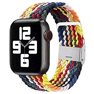 apple watch バンド iwatch バンド ブレイデッドソロループ 編組バンド 長さ簡単調節 工具不要 apple watch 7/6/5/4/3/2/1/SEに