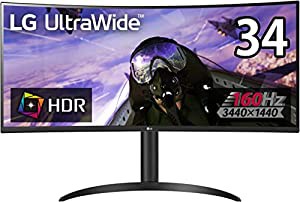 LG ゲーミング モニター UltraGear 34WP65C-B 34インチ/21:9 曲面 ウルトラワイド(3440×1440)/VA/160Hz/1ms MBR/HDR/FreeSync P