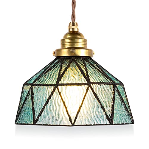 ペンダントライト 真鍮とガラス吊り下げ灯 照明器具 天井照明 ランプシェード 北欧 レトロモダンライト 飾りランプ おしゃれ ダイニング 食卓 カフェーカウンタ- 手作りガラス E26口金 LED電