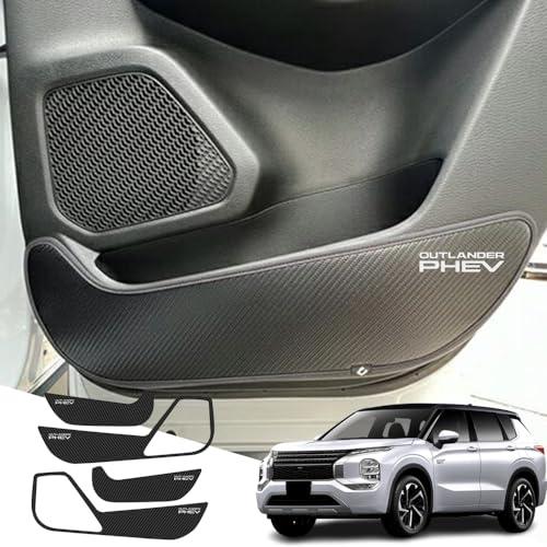 Hearsheng 三菱 新型アウトランダーＰＨＥＶ(OUTLANDER PHEV) GN0W GN系(2021年12月*)専用レザー材質ドアキックガード インナードアプロテクション ドアトリムガード 運 内装パーツ カスタム 保護パー