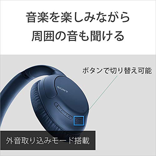 ソニー ワイヤレスノイズキャンセリングヘッドホン WH-CH710N : Bluetooth対応 最大35時間連続再生 マイク付き 2020年モデル ブルー WH-C