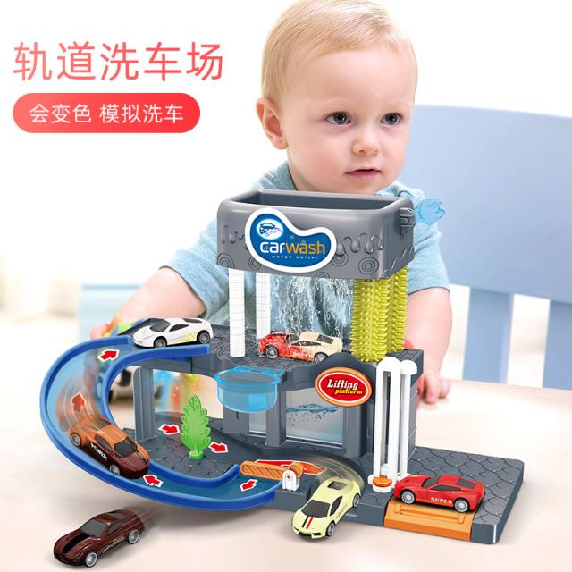 シミュレーションカーウォッシュプラットフォームサウンドライト変色車モデルとトラックキッド玩具インタラクティブギフト