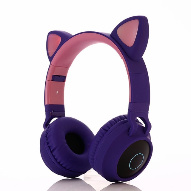 子供 ヘッドフォン マイク付き かわいい 猫耳 Bluetooth 5.0 LED