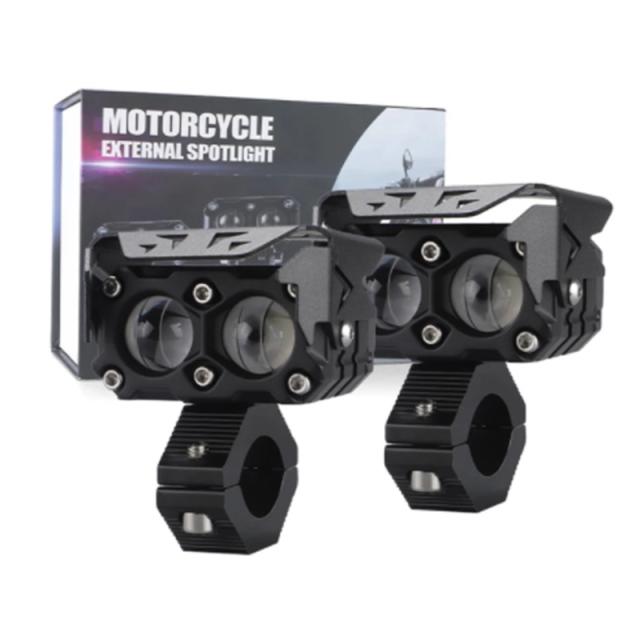 オートバイ Led スポットライトデュアルカラーレンズスポットライトハイ/ロービームフロントバンパー外部作業灯オフロード車の通販は
