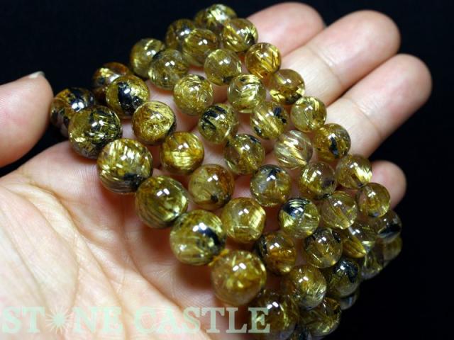 ☆高品質☆【天然石 ブレスレット】太陽タイチンルチルクォーツ (最