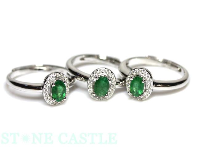 ☆高品質☆【リング】エメラルド ブリリアントカット (約4×6mm) (sv925) #19