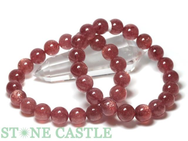☆高品質☆【天然石 ブレスレット】ストロベリークォーツ (3A) (タンザニア産) (約11.5〜12mm)