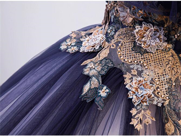 カラードレス ビスチェ ドレス 紺色 グラデーション オフショルダー パーティードレス  Aライン パニエ付き   S M L XL XXL  二次会 演奏会 結婚式 忘年会 d9300c0c0l9 カラードレス ビスチェ ドレス 紺色 グラデーション オフショルダー