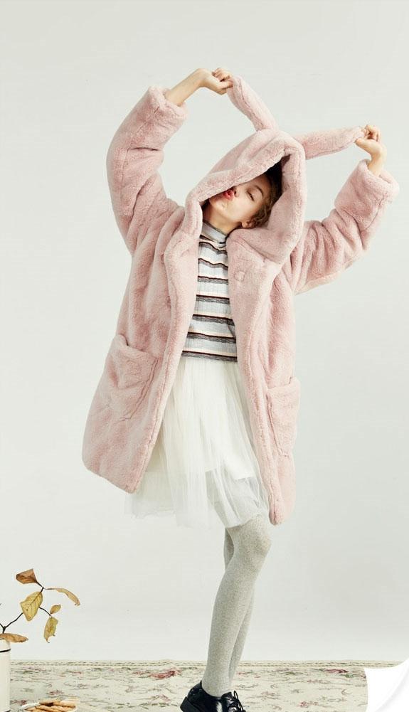 レビュー投稿で+5%還元】ジャケット ふわふわ もこもこ ウサギ耳