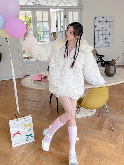 レビュー投稿で+5%還元】パーカー ふわふわ もこもこ ウサギ耳