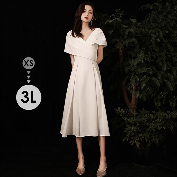 パーティードレス 大人 ピアノ発表会 ドレス 演奏会 ミモレ丈ドレス 袖あり 結婚式 大きいサイズ ミモレ丈 ファスナー お呼ばれ フォーマル 20代 30代 可愛い da050c6c6m6