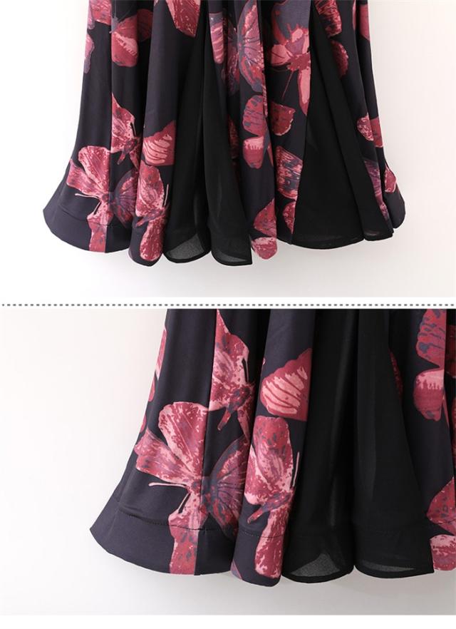 社交ダンス ドレス チャイナ風 モダンドレス ブラック 蝶柄 社交ダンス