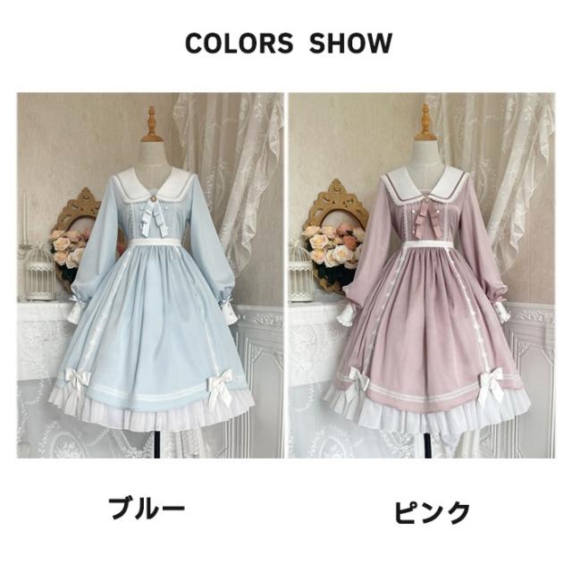 ワンピース レディース 長袖 ミモレ丈 ロリータワンピース クラロリ