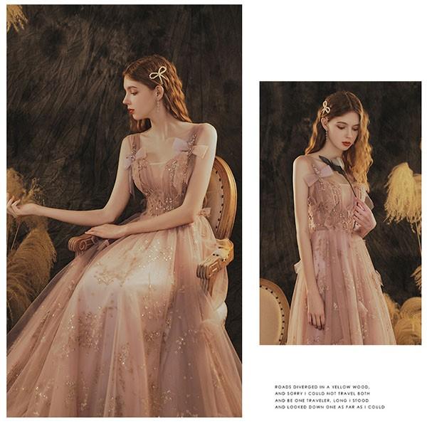 【レビュー投稿で+5%還元】パーティードレス ロング丈 演奏会 スクエアネック 花柄 リボン付き 肩出し 袖なし ノースリーブ ドレス 大人 ピアノ 発表会 成人式 同窓会 結婚式 Aライン ステージドレス  二次会 忘年会 上品 20代 30代 ピンク XS S M L レビュー投稿で+5%還元】パーティードレス ロング丈 演奏会 スクエア