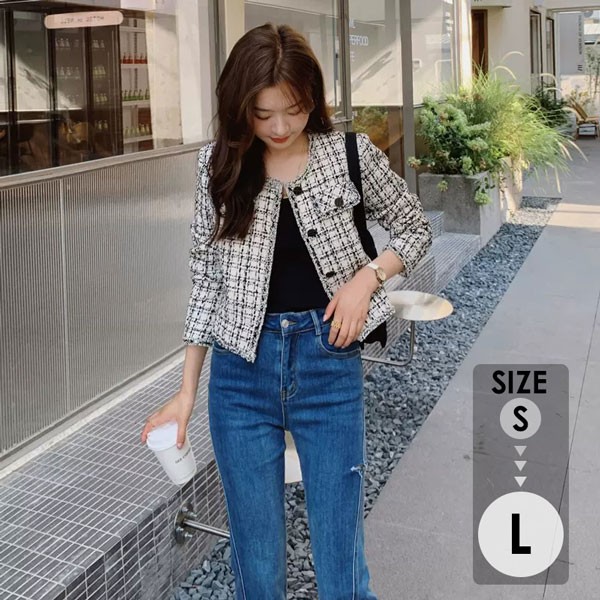 ツイードジャケット レディース アウター ノーカラー ライトアウター 通勤 ビジネス フォーマル 入学式 卒業式 入園式 卒園式 オフィス パーティー 30代 40代 50代 秋 冬dg009m3m3c6