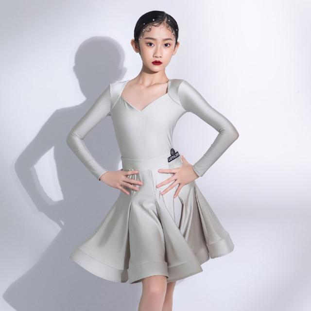 ラテン ダンス 衣装 キッズ用 セットアップ レオタード スカート 社交