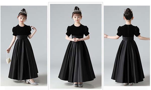 子供ドレス ブラック ロング ドレス 演奏会 音楽会 子供服 女の子