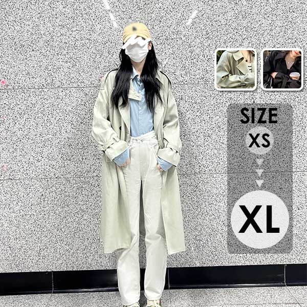 トレンチ スプリングコート ミディアム丈 プリーツコート ゆったりトレンチコート 手首アジャスター ラグランスリーブ レディース 韓国風 秋服 スプリングコート カジュアル 秋コート アウター