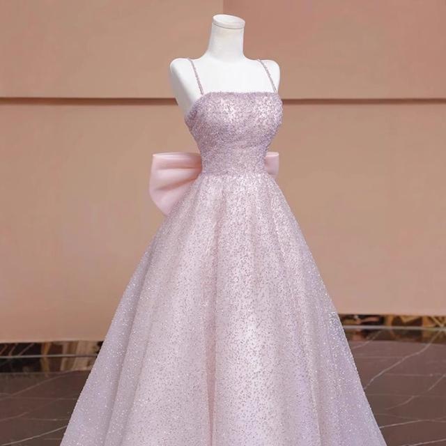 ドレス レディース ロング丈  ピアノ 発表会 パーティードレス 結婚式  肩出し 袖なし イブニングドレス フォーマル   キラキラ 着痩せ きれいめ エレガント お呼ばれ 二次会 披露宴 演奏会 忘年会 司会ドレス ピンク da004m6m6m6 ドレス レディース ロング丈 ピアノ 発表会 パーティードレス 結婚式