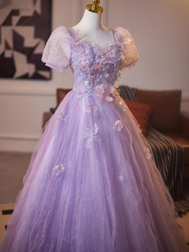 カラードレス ゆめ可愛い キラキラ ドレス 大人 ピアノ 発表会 ロング