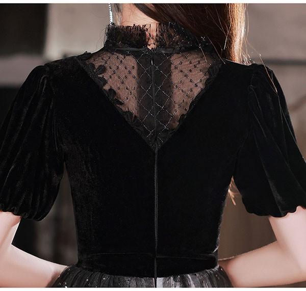 【送料無料】パーティードレス ロング 演奏会 袖付き キラキラ ドレス ブラック 黒 半袖 長袖 成人式 同窓会 大人 ピアノ 発表会 演奏会 Aライン 結婚式 ステージドレス 二次会 母親 ウエディング ハワイ ワンピース 上品 20代 30代 40代 パーティードレス ロング 演奏会 袖付き キラキラ ドレス ブラック 黒