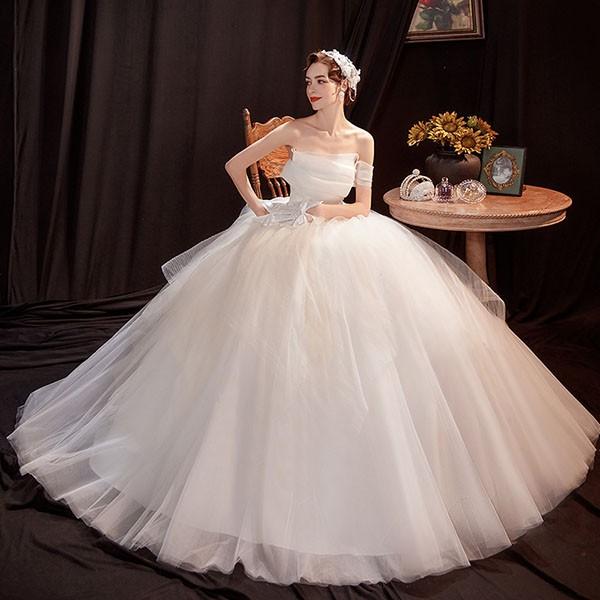 花嫁 ウェディングドレス ビスチェタイプ プリンセスライン 白ドレス ワンピース プリンセス かわいい シンプル 結婚式 披露宴 前撮り 後撮り 撮影用 フォトウェディング 小柄 小さいサイズ 大きいサイズ ロングドレス da146n1n1l9