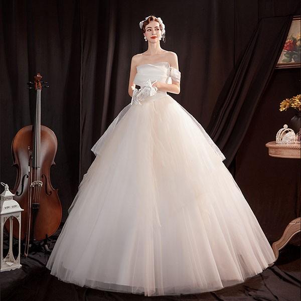 花嫁 ウェディングドレス ビスチェタイプ プリンセスライン 白ドレス ワンピース プリンセス かわいい シンプル 結婚式 披露宴 前撮り 後撮り 撮影用 フォトウェディング 小柄 小さいサイズ 大きいサイズ ロングドレス da146n1n1l9