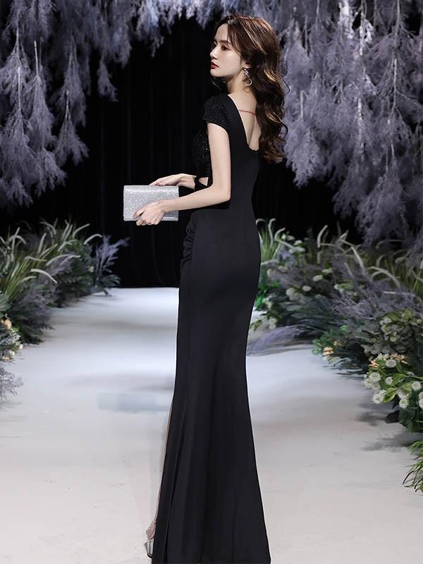 レビュー投稿で+5%還元】8色 マーメイドドレス スリット入り 腰だし